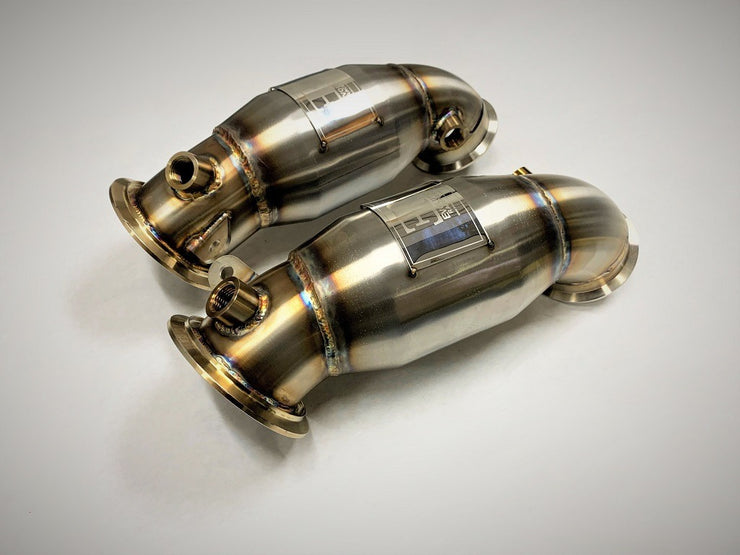 Evolution Racewerks Sports Series High Flow Catted Primary Downpipe for S63M Engine (Brushed Finish)