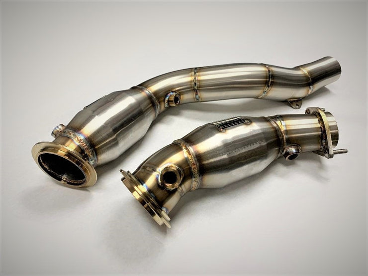 Evolution Racewerks Sports Series High Flow Catted Downpipes M3/M4 S55 Engine (Brushed Finish)