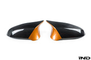 BMW M Performance F8X M2C / M3 / M4 Carbon Mirror Cap Set + Acid Orange Accent