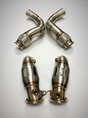Evolution Racewerks Sports Series High Flow Catted Downpipe for S63M Engine (Brushed Finish)