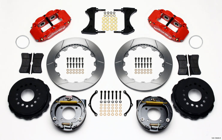 Wilwood Narrow Superlite 4R Rear P-Brk Kit 12.88in Red Chevy 12 Bolt w/ C-Clips Stggrd mt