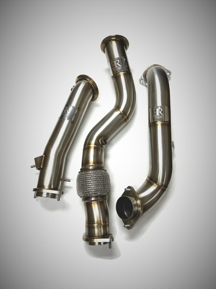 Evolution Racewerks Competition Series Catless Downpipes M2/M3/M4 S58 Engine (Brushed Finish)