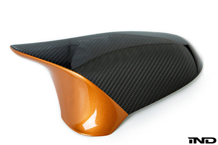 BMW M Performance F8X M2C / M3 / M4 Carbon Mirror Cap Set + Acid Orange Accent