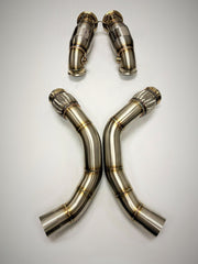 Evolution Racewerks Sports Series High Flow Catted Downpipe for S63M Engine (Brushed Finish)