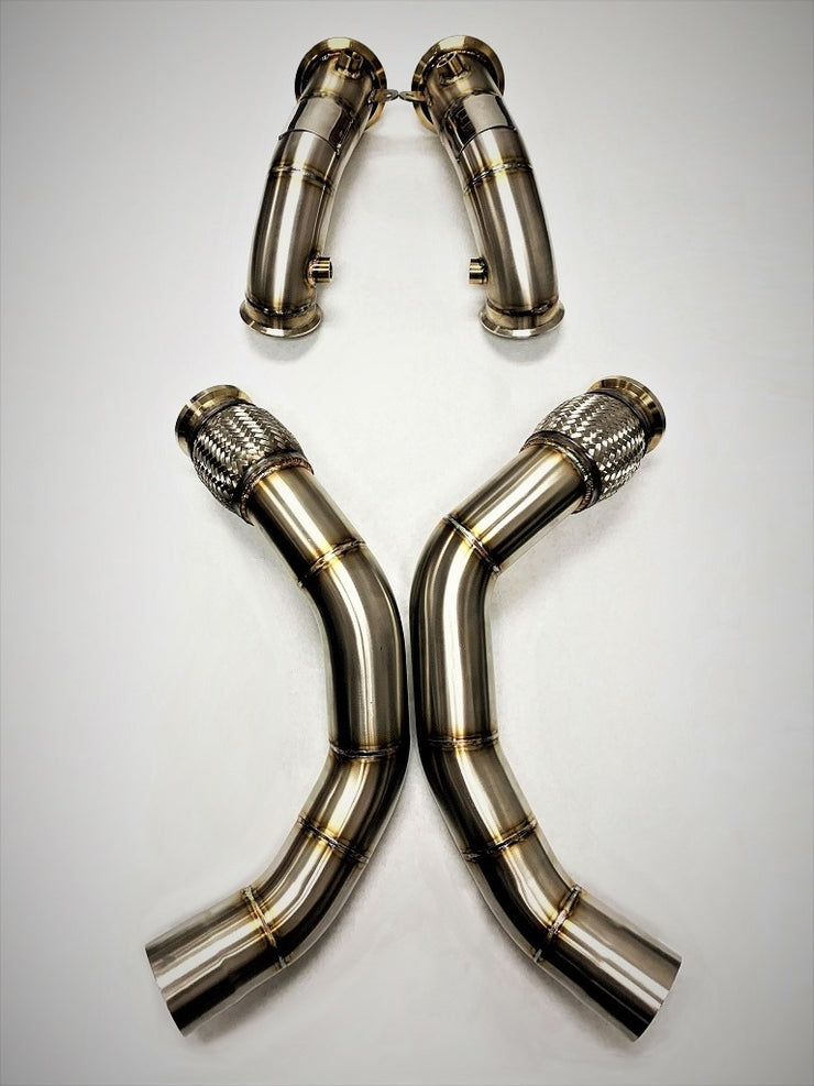Evolution Racewerks Competition Series Catless Downpipes S63M Engine (Brushed Finish)