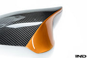 BMW M Performance F8X M2C / M3 / M4 Carbon Mirror Cap Set + Acid Orange Accent