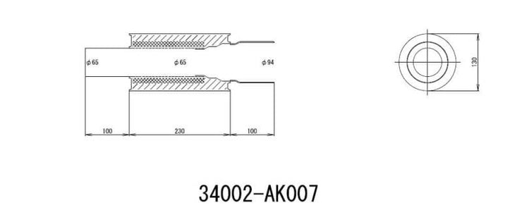 HKS UNIVERSAL EX H/M SUS 130-65 (MOQ: 8pcs)