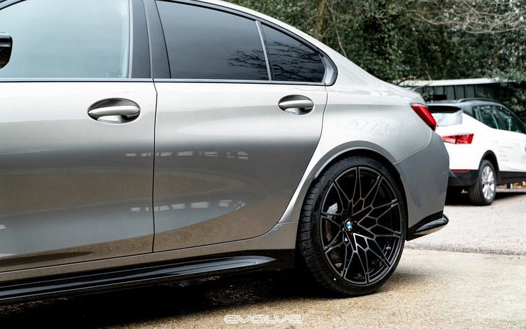 IND BMW G80 M3 European Rear Wheel Arch Trim Set (Factory BMW Matte Black)