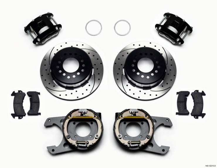 Wilwood D154 P/S Park Brake Kit Drilled Chevy 12 Bolt 2.75in Off w/ C-Clips