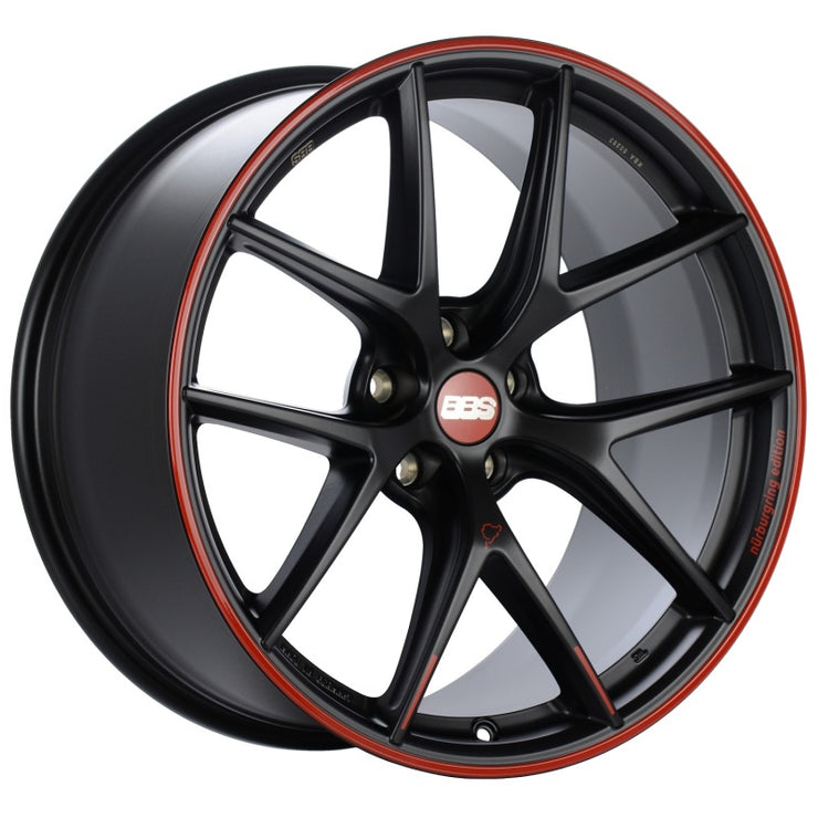 BBS CI-R Nurburgring Edition 20x10 5x112 ET25 Satin Black/Red Lip Wheel - 82mm PFS/Clip Req.