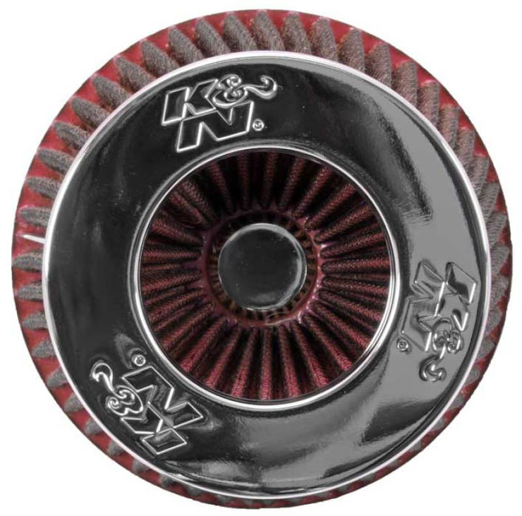 K&N Universal Air Filter Chrome Round Tapered Red - 4in Flange ID x 1.125in Flange Length x 5.5in H