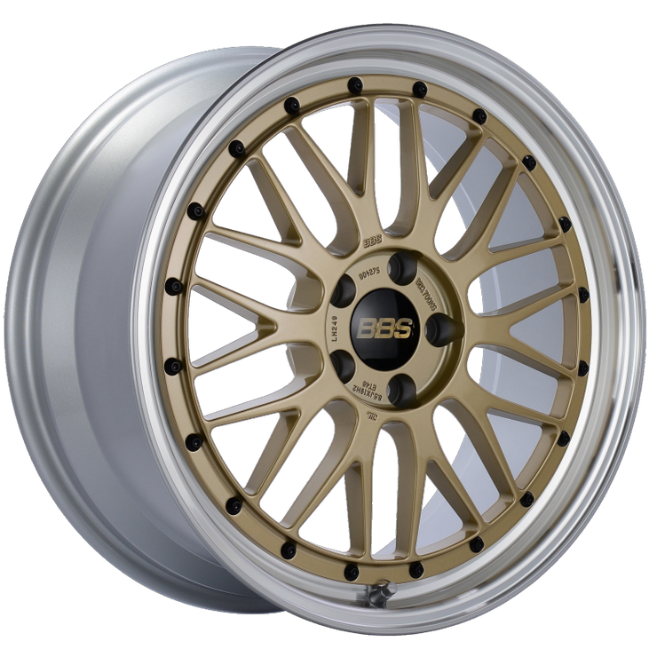 BBS LM 19x8.5 5x112 ET48 Gold Center Diamond Cut Lip Wheel -82mm PFS/Clip Required