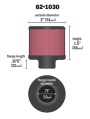 K&N Steel Base Crankcase Vent Filter .75in Vent OD x 2in OD x 1.5in Height