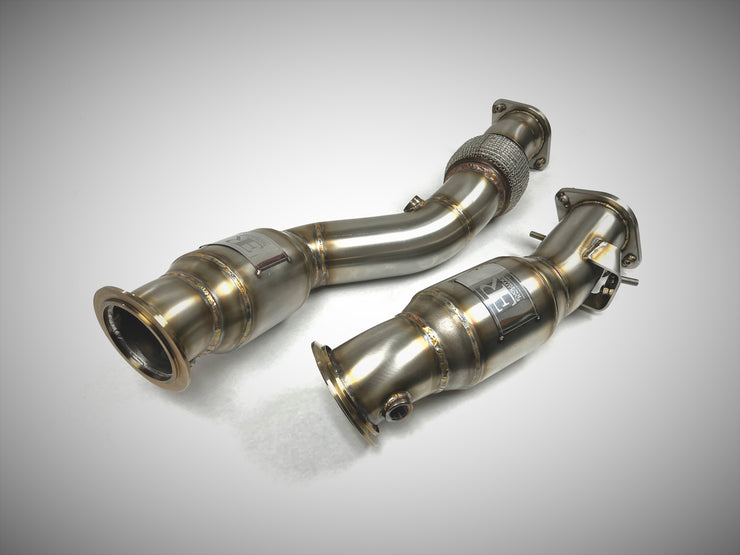 Evolution Racewerks Sports Series High Flow Catted Downpipes for your  twin turbo S58 engine! Fits 2021+ M3 and M4