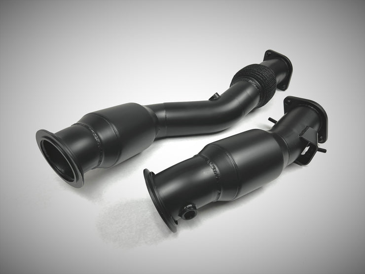 Evolution Racewerks Sports Series High Flow Catted Downpipes for your  twin turbo S58 engine! Fits 2021+ M3 and M4