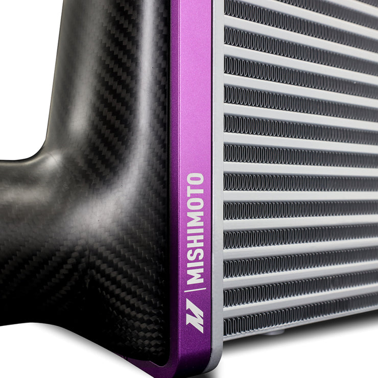 Mishimoto Universal Carbon Fiber Intercooler - Gloss Tanks - 525mm Black Core - S-Flow - BL V-Band