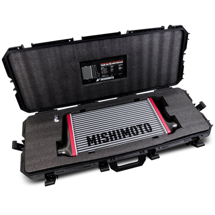 Mishimoto Universal Carbon Fiber Intercooler - Gloss Tanks - 525mm Gold Core - C-Flow - BK V-Band