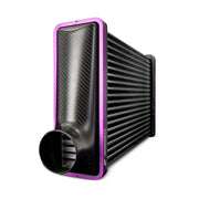 Mishimoto Universal Carbon Fiber Intercooler - Gloss Tanks - 600mm Black Core - C-Flow - DG V-Band