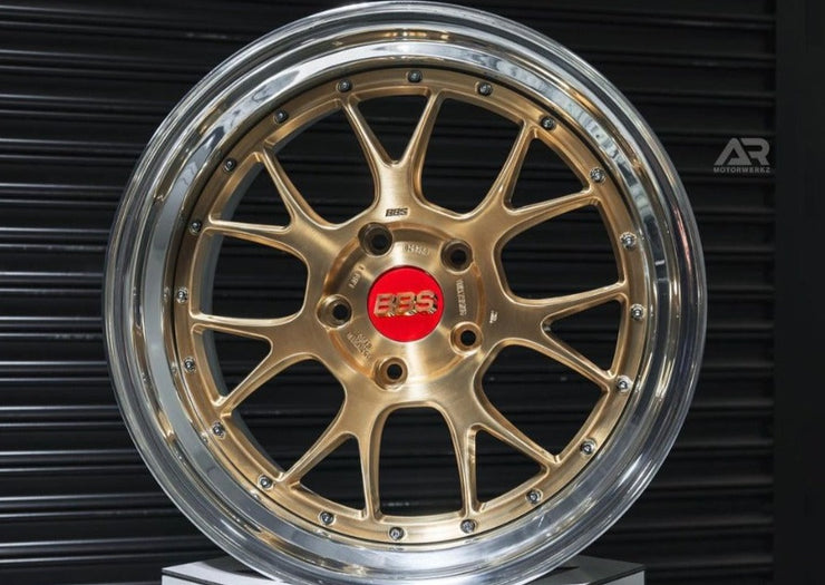 AR Signature BBS LM-R WheelSet in Hand Brushed Champagne Finish with High Mirror Polished lip