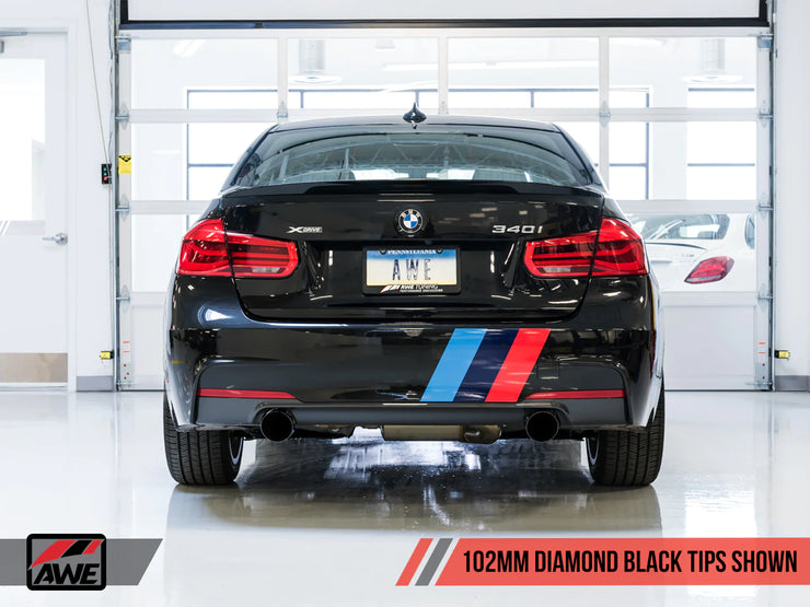 AWE Tuning Touring Edition Axle Back Exhaust w/ 102mm Diamond Black Tips BMW 340i | 440i 3.0T 2016-2020