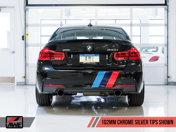 AWE Tuning Touring Edition Axle Back Exhaust w/ 102mm Chrome Silver Tips BMW 340i | 440i 3.0T 2016-2020