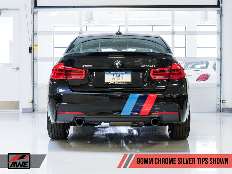 AWE Tuning Touring Edition Axle Back Exhaust w/ 90mm Chrome Silver Tips BMW 340i | 440i 3.0T 2016-2020