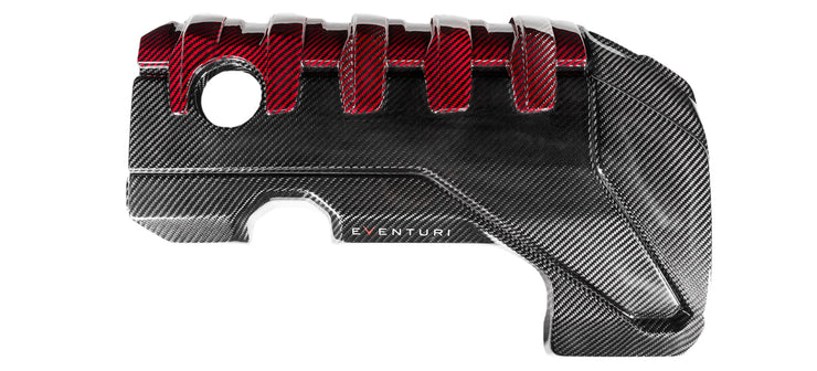 Eventuri Black Carbon and Red Kevlar Engine Cover Audi 8V RS3 2015-2021