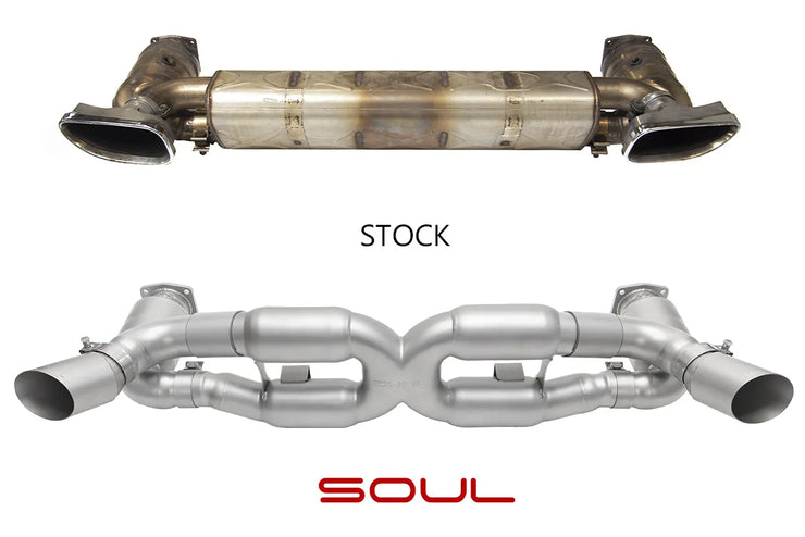 SOUL Sport X-Pipe Exhaust - GT2 Style Sig Satin Tips 10-12 Porsche 997.2 Turbo