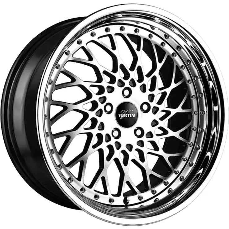 Vertini Hellfire 20x10 +35 Wheel Set | Black with Machined Spoke Faces and a Chrome Stainless Steel Lip