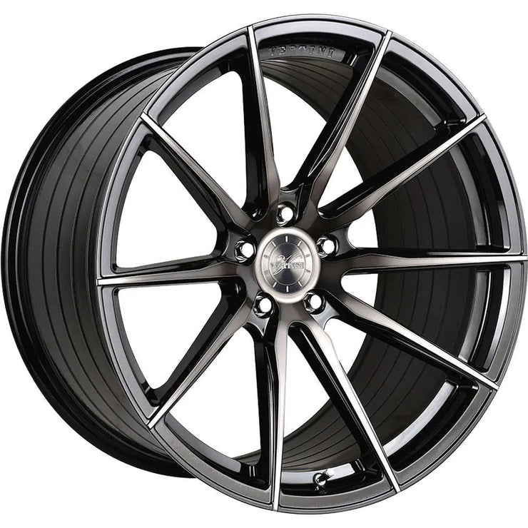 Vertini RFS 1.1 20x10.5 +45 Wheel Set | Gloss Black with Machined Spoke Faces with a Double DarkTint