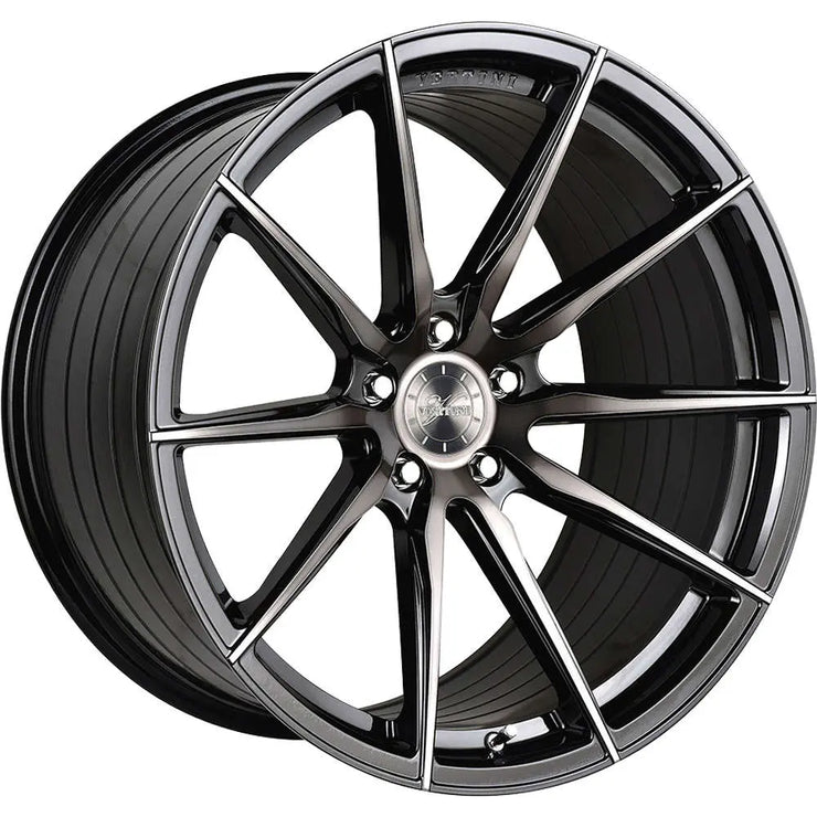 Vertini RFS 1.1 19x8.5 +35 Wheel Set | Gloss Black with Machined Spoke Faces with a Double DarkTint